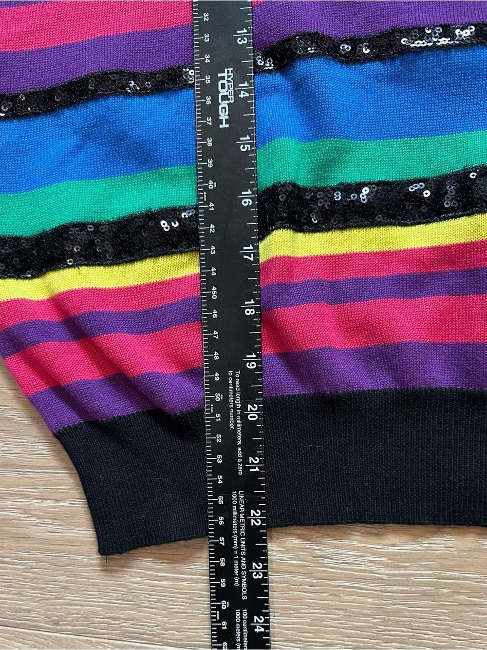 Queen of Sparkles Rainbow Striped Sequin Sweater. Size M - Picture 11 of 11